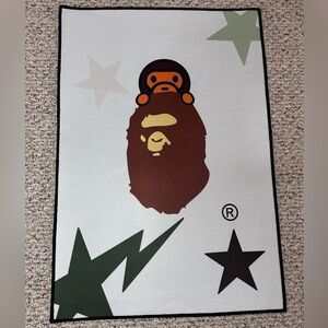 Bape and Baby Milo White and Brown Rug with Star Designs